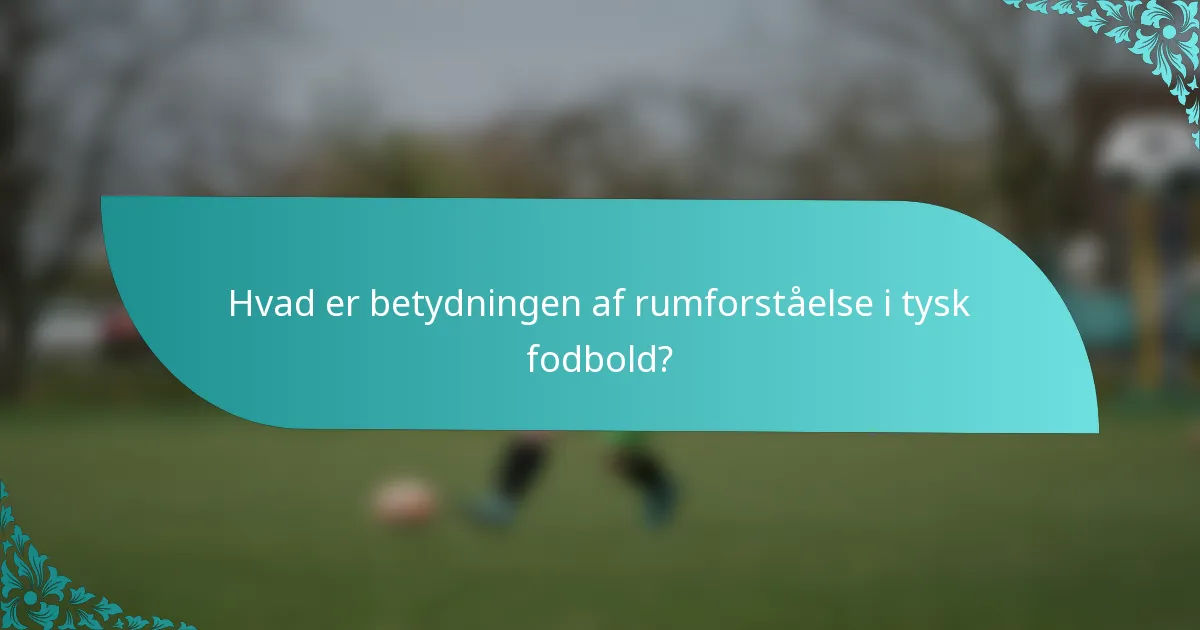 Hvad er betydningen af rumforståelse i tysk fodbold?