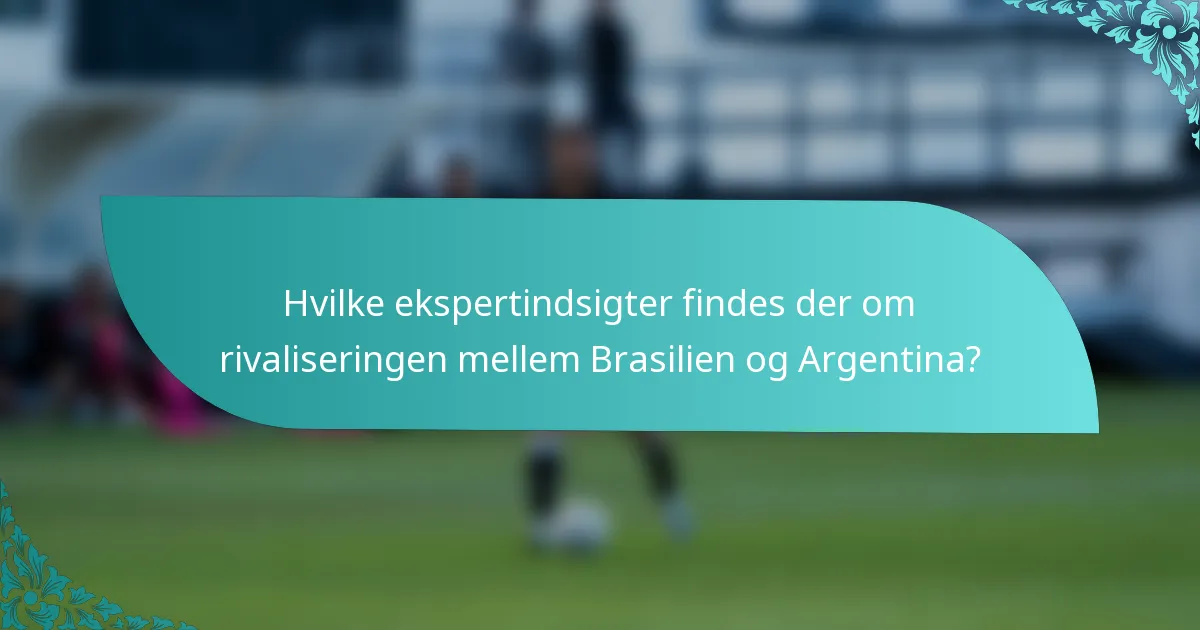Hvilke ekspertindsigter findes der om rivaliseringen mellem Brasilien og Argentina?